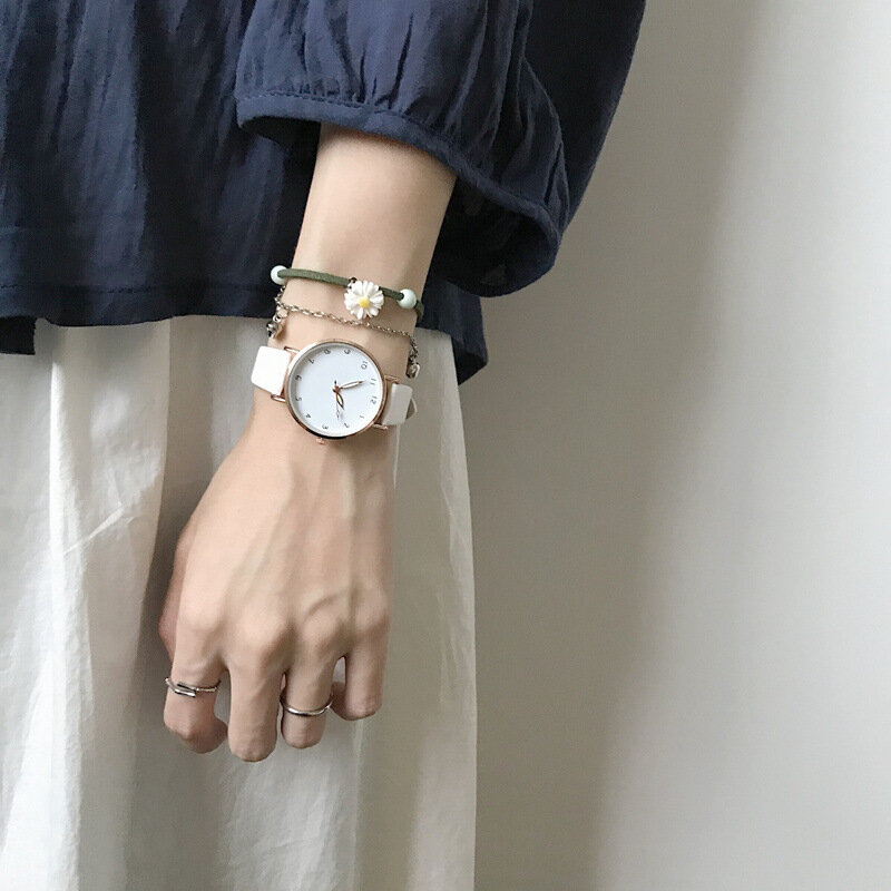 Simples moda feminina relógios qualidades verde senhoras quartzo relógios de pulso minimalista transporte da gota feminino relógio de couro presentes