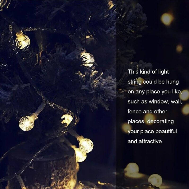 Guirlande Lumineuse LED Boules, Alimenté par Batterie, Lampes d'Extérieur Étanche, Féerique, Décoratives pour les Fêtes de mariage et Noël