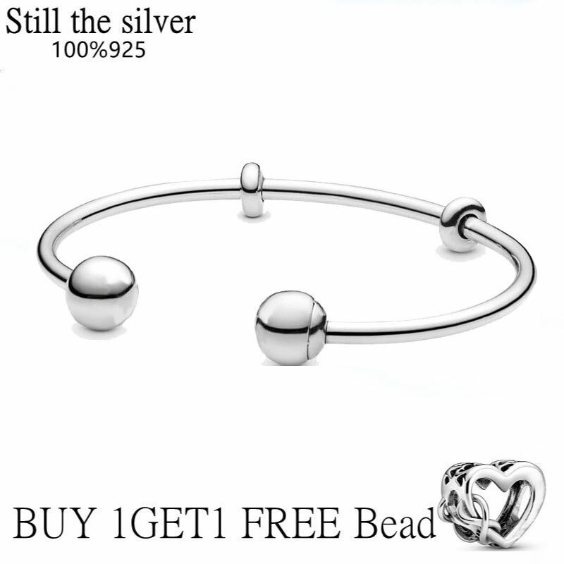 Pulseira prata esterlina 2021 para mulheres, bracelete com corrente de cobra, abertura original