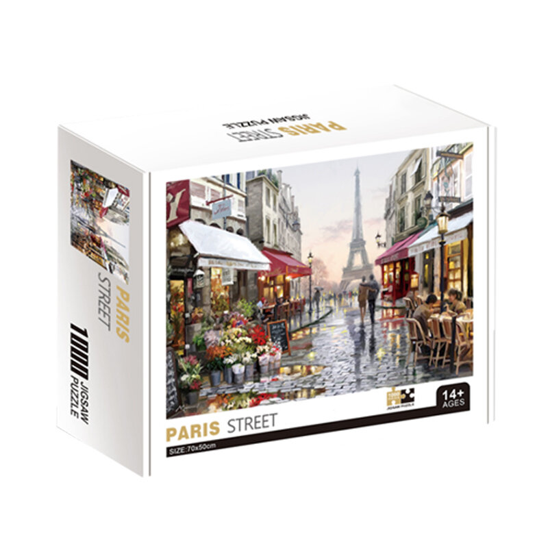 Rompecabezas de 1000 piezas para niños y adultos, puzle de ciudad, París, ciudades románticas, flor, calle, Torre Eiffel, paisaje, Juguetes