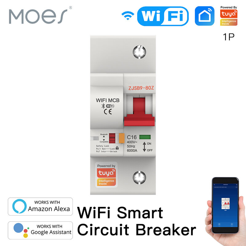 Автоматический выключатель Smart WiFi IoT, переключатель воздуха от перегрузки, короткого замыкания, защита от перенапряжения Smart Life/Tuya, управлен...