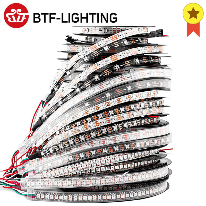 1m 2m 4m 5m WS2812B luci a Led WS2812 RGB Led Strip Light striscia luminosa a Led indirizzabile individualmente nero bianco PCB IP30 65 67 5V