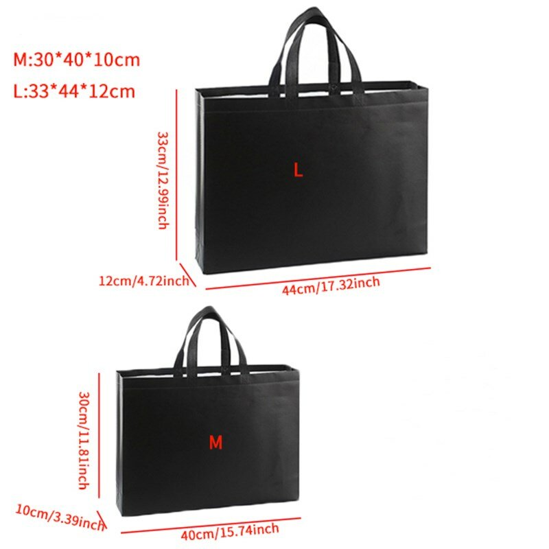 Reusable shopping bags Portable eco bag Foldable Tote Grocery Bags black  Non-Woven Fabric Storage Handbags Pouch Customized