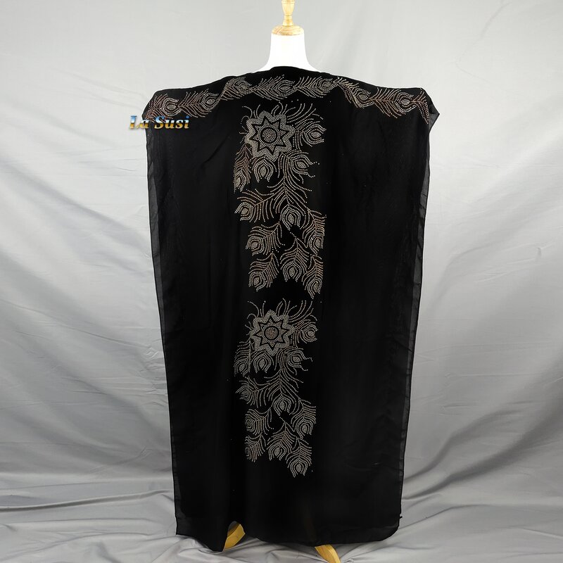 Doppelseitige Afrikanische Kleider für Frau Abaya Dubai Blume Steine Muslin Lange Robe Afrikanische Baumwolle Kleidung Plus Größe LD430