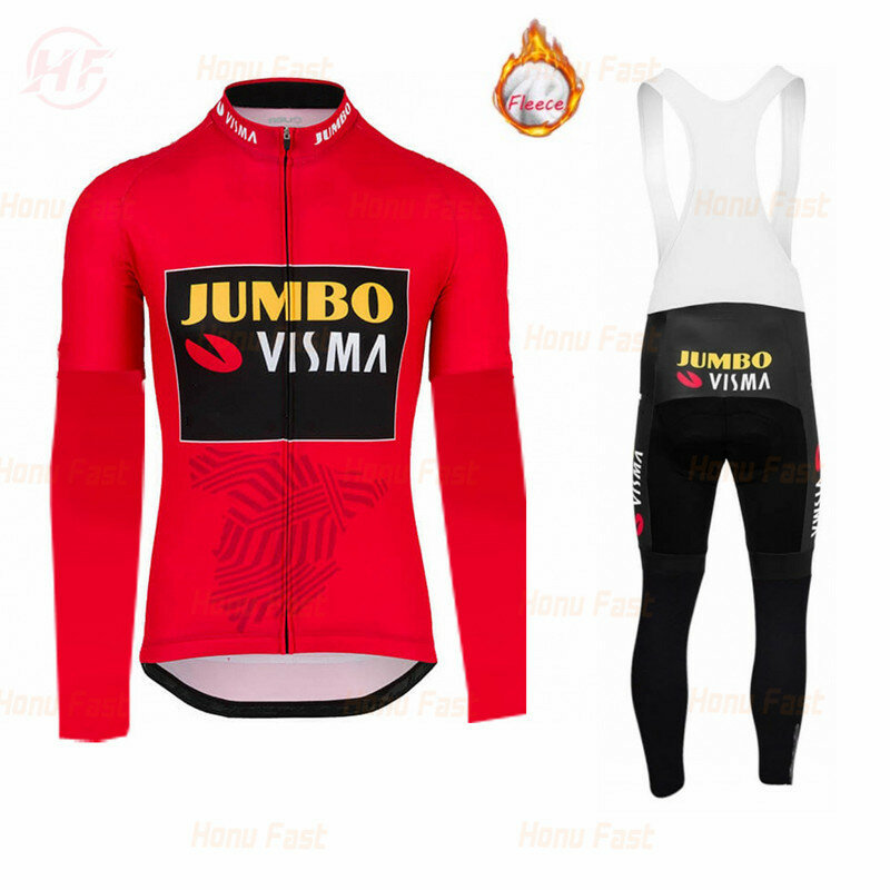 2022 Warm Winter Thermal Fleece Long Sleeve Cycling Clothes Men Jersey Suit MTB Ropa Ciclismo Clothing Bib Pants Set
