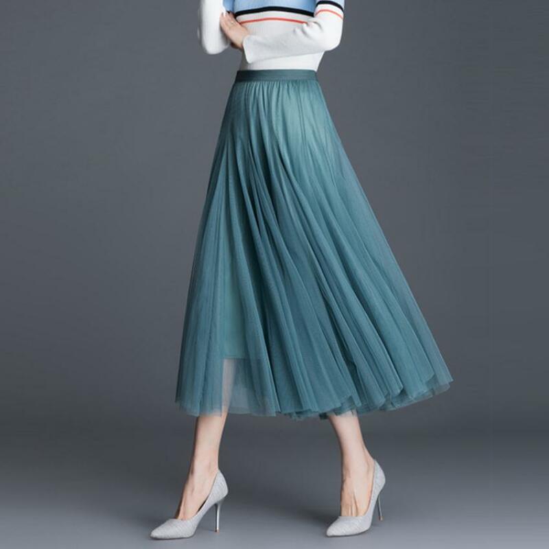 Jupe trapèze plissée en maille pour femme, taille haute, mode, Longue, couleur unie, nouvelle collection été, K1416