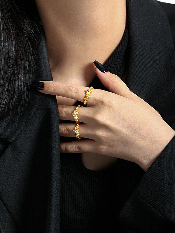 Открытое серебряное кольцо с микро цирконием в Корейском стиле, подарок для женщин, минималистичные золотые кольца, обручальные ювелирные ...