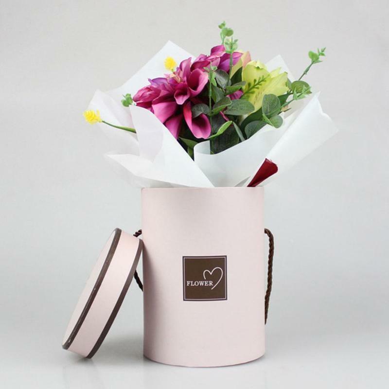 Caja de embalaje de regalo para el día de la madre, cubo pequeño, redondo, portátil, Caja de rosas caramelo