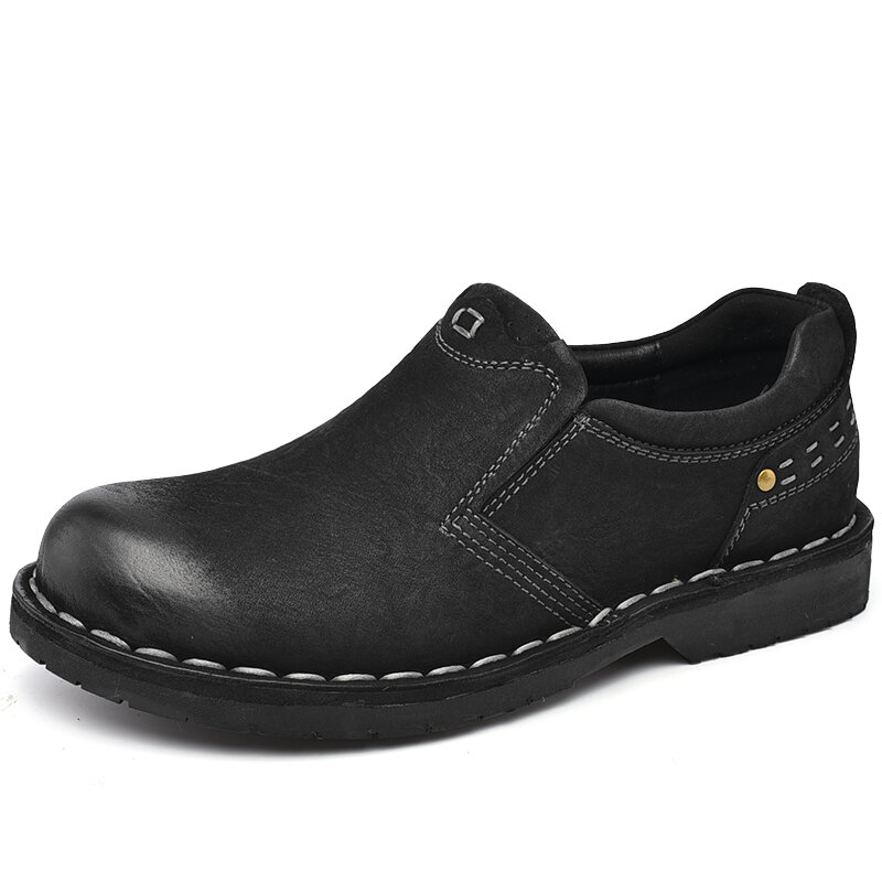 Sepatu Martin Kulit Kelas Atas Pria, Sepatu Bengkel Anti-selip Santai Luar Ruangan Modis, Sepatu Kulit Pria Kasual Empat Musim