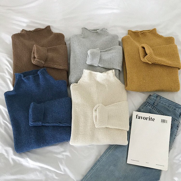 5 farben 2018 herbst und winter stil einfarbig rollkragen warme pullover und pullover frauen