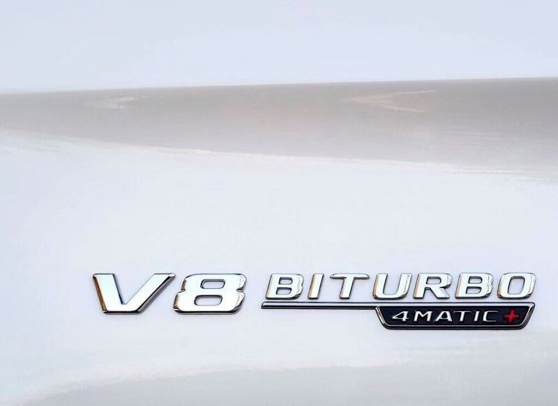 1 paar Chrom Schwarz V8 BITURBO 4MATIC + Fender Buchstaben Abzeichen Emblem Embleme Abzeichen für Mercedes Benz AMG 4MATIC + 2017-2020