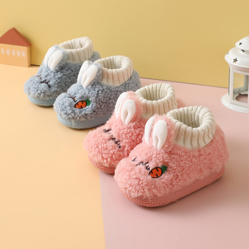 2021 Autumn and Winter New Baby Cotton Shoes Rabbit Ears Children's Non-slip Wear-resistant Warm Infant Baby Shoes Toddler Shoes