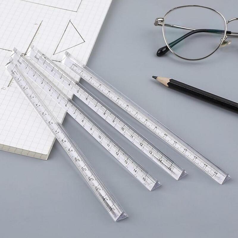 Régua reta transparente estudante artigos de papelaria régua simples criança medição tridimensional ferramenta lateral triangular ambos régua k2b8