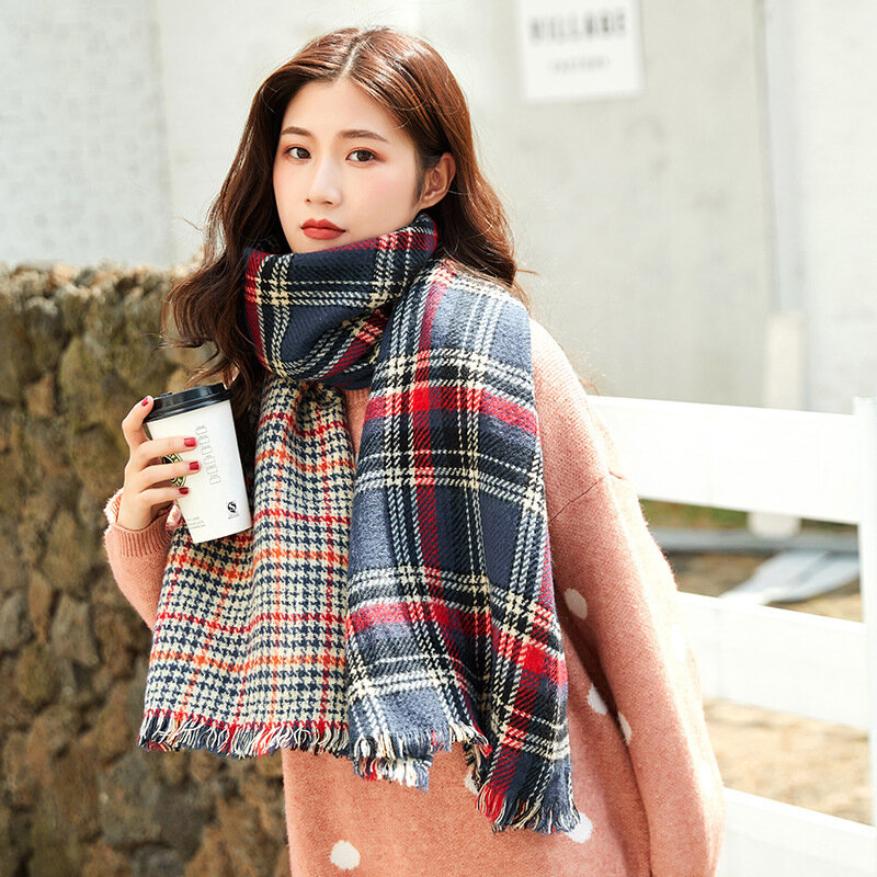 new arrival comfortable wild thick soft plaid warm couple temperament long fresh simple high quality double sides warm scarf