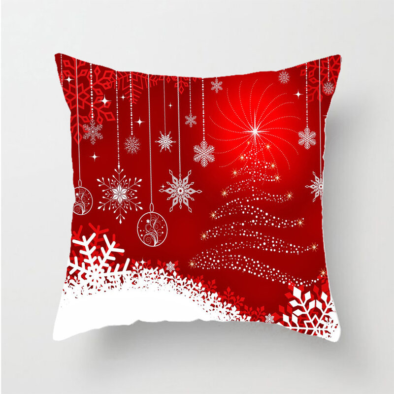 Federe Decorative in poliestere con motivo a elementi natalizi stampati in 3D fodere per cuscini con cerniera quadrata style-3