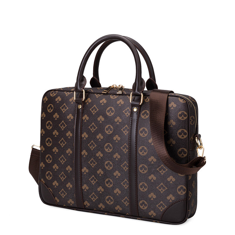 Printed Leather Business Briefcase Men/Women Messenger Bag 15 inches Laptop Shoulder Bag Fashion Crossbody Bags Computer Handbag
