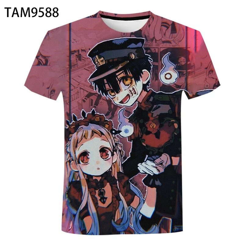 T-shirt col rond pour enfants, dessin animé Hanako, impression 3D, motif mignon, garçons et filles, mode décontractée