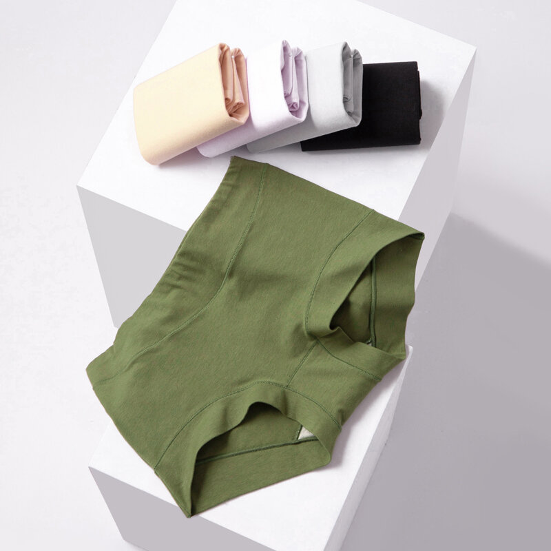 4PCS/Set Winter Women Safety Panties Cotton Underwear Female Seamless Underpants Solid Color Plus Size Cozy Boxer Shorts