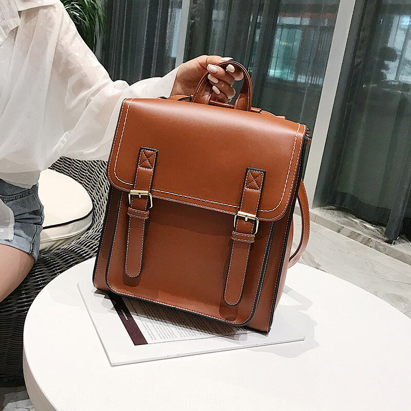 Рюкзак в стиле ретро для женщин, сумка из искусственной кожи, женский рюкзак, модная школьная сумка для девочек, высококачественная повседн...