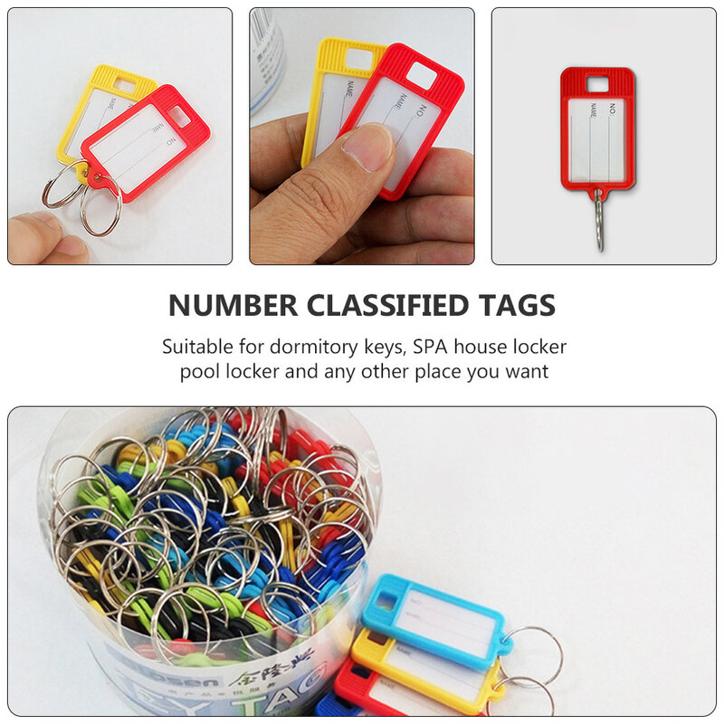 50 pces chaveiro classificação tags colorido identificação tags (cor aleatória)