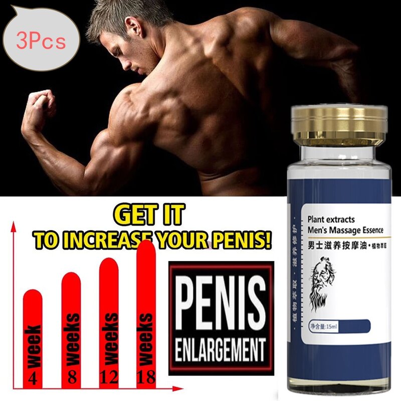 3 pçs pênis espessamento crescimento homem grande pênis aumento líquido aumentar ereção sexo cuidados de saúde ampliar massagem ampliação óleos
