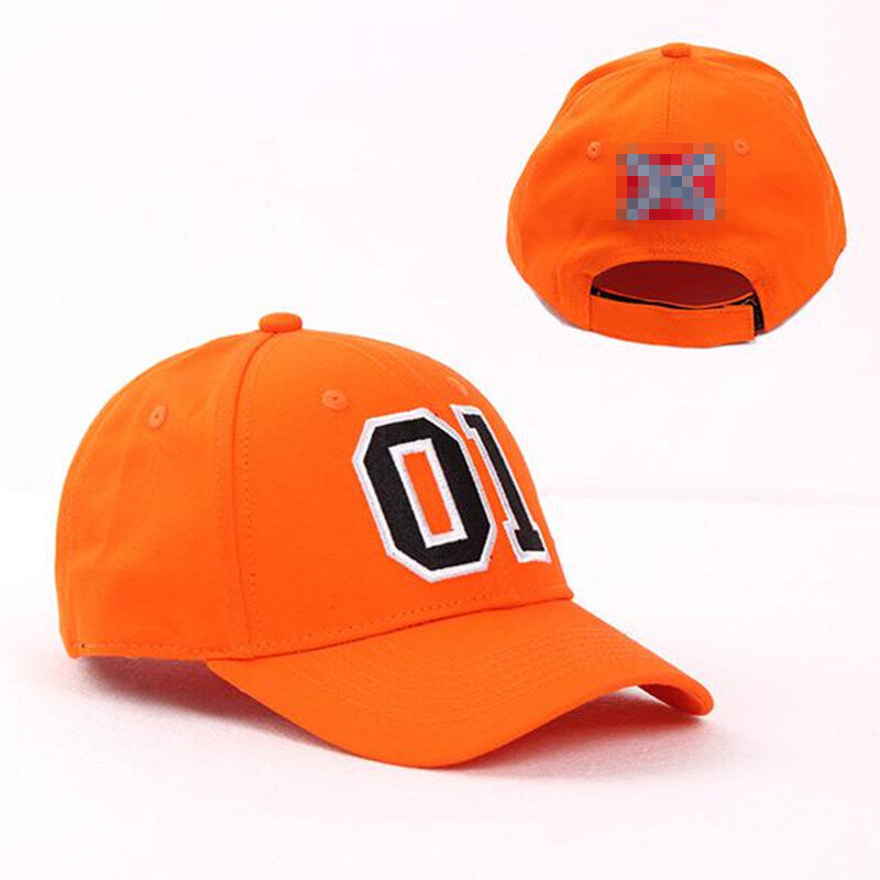 ทั่วไป Lee 01ปักผ้าฝ้ายคอสเพลย์หมวกสีส้ม Good OL' Boy Dukes เบสบอลหมวกปรับ