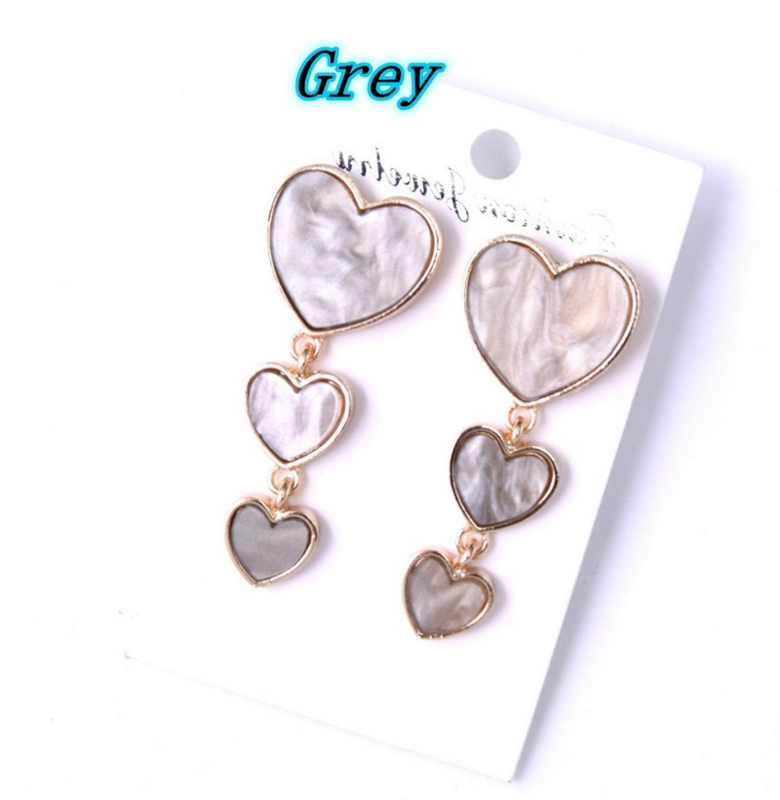 Women Jewelry Creative Alloy Heart-shaped Gemstone Earrings Birthday Gift