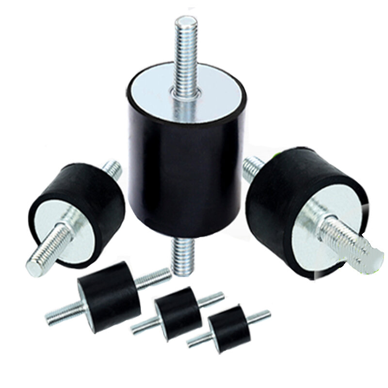 Supporti per isolatori di vibrazioni in gomma da 4 pezzi, ammortizzatori VV con 2 perni filettati M8 x 23mm