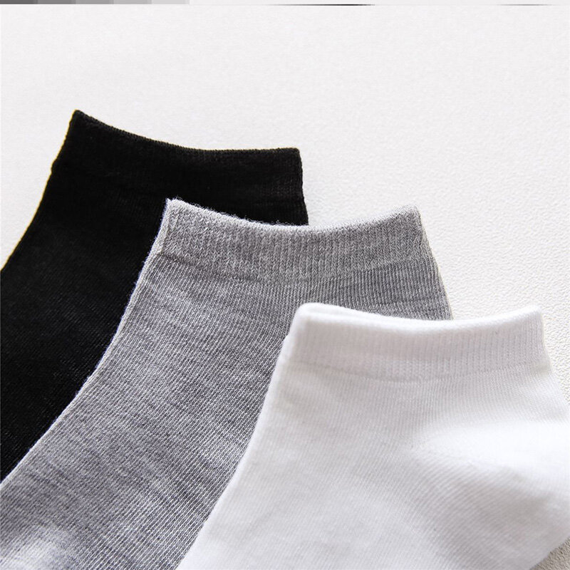 Calcetines deportivos de algodón transpirables para hombre y mujer, medias cortas de Color sólido, negro, blanco y gris, 5 par/lote