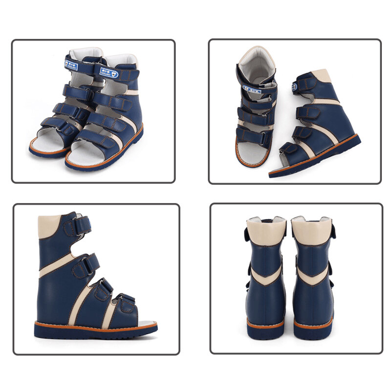 Sandália ortopédica infantil, calçado infantil de verão antiderrapante leve com salto sólido de cano alto, tornozelo estável para crianças