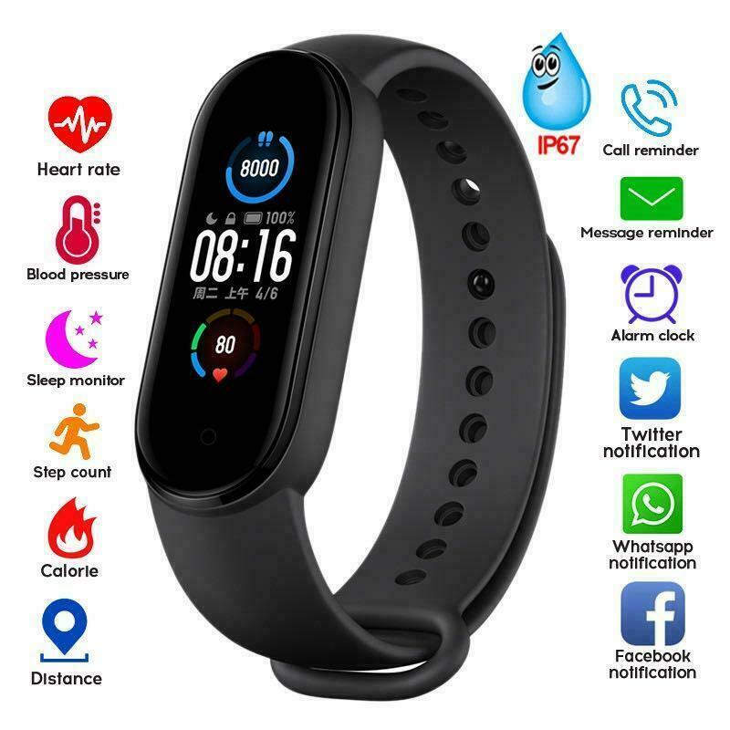 Reloj inteligente M5 para Android e IOS, dispositivo con podómetro, contador de pasos, Monitor de ritmo cardíaco y presión arterial, resistente al agua