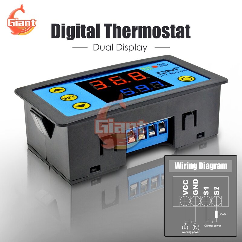Thermostat numérique W3231 12V 24V AC 110V 220V, contrôleur de température LED, interrupteur de contrôle de chauffage et de refroidissement à double affichage