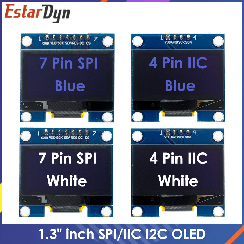 Светодиодный модуль O 1,3 дюйма, модуль дисплея 1,3 дюйма, Белый/Синий, 128X64SPI/IIC I2C, Коммуникационный цвет, 1,3 дюйма, Светодиодный ЖК светодиодный O