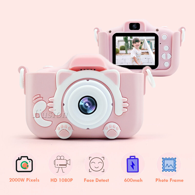 Câmera digital infantil, mini câmera de vídeo para crianças 1080p, presentes, brinquedos para crianças, bebê, 2.0 hd, foto, filmadora