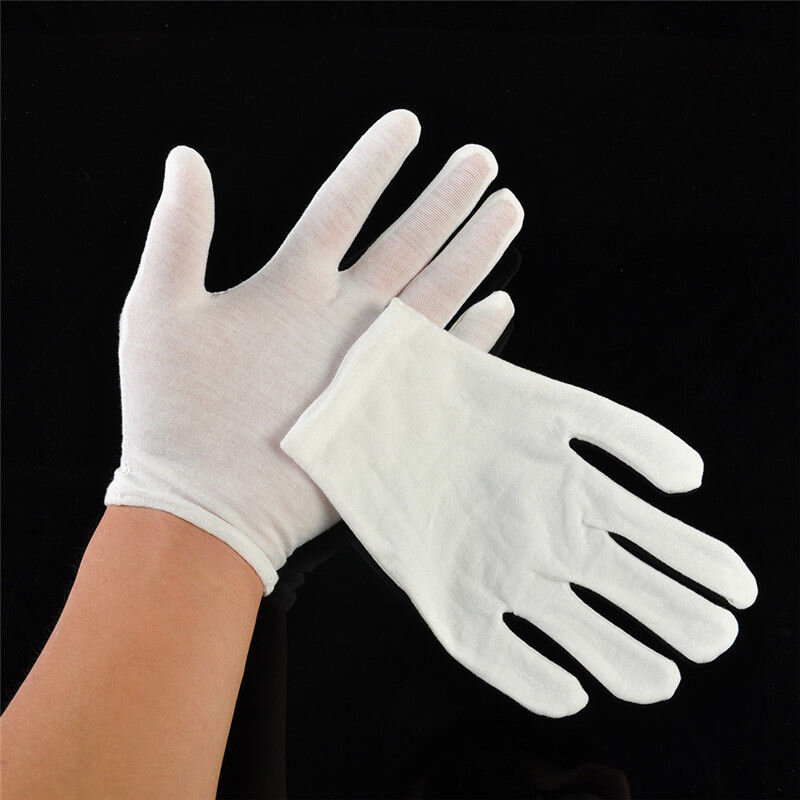 Gants de travail blancs en coton, 1/2 paires, pour Inspection et assurance, vente en gros