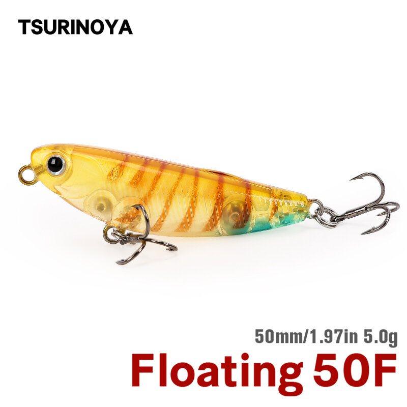 TSURINOYA-Señuelo de pesca estilo lápiz flotante 50F 50mm 5g, cebo duro de alta calidad para el agua, DW62, cebo para trucha, para peces pequeños, Crankbait