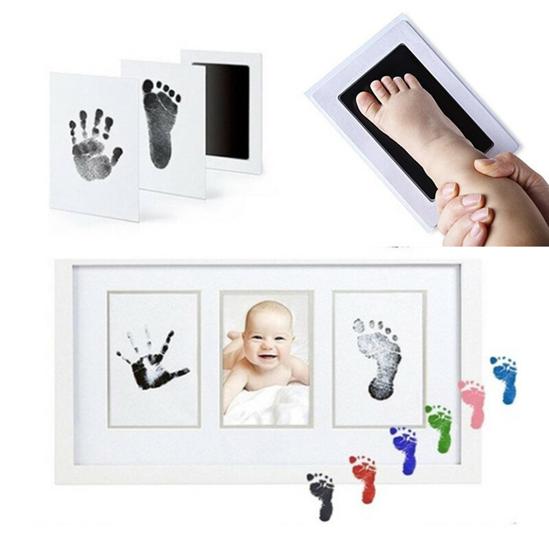 0-12m recém-nascidos seguro não-tóxico pegadas handprint nenhum toque pele inkless tinta almofadas kits pet pata imprime lembrança