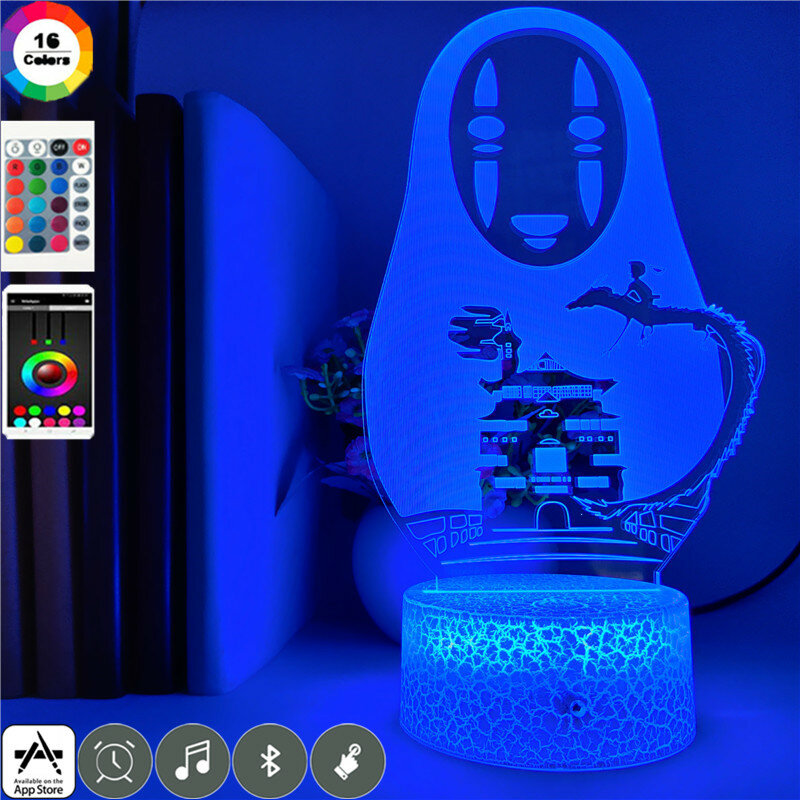 다카라 토미 미야자키 하야오 애니메이션 행방불명 3D 야간 조명 고스트 얼굴없는 남성 LED7/16 색 터치 램프, 생일 선물