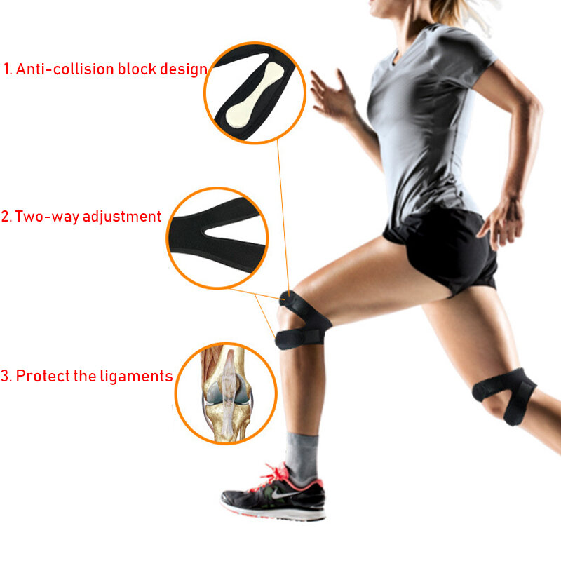1 Buah Bantalan Lutut dan Patella Olahraga dengan Penutup Kompresi Peredam Kejut Dukungan Kebugaran Kaki