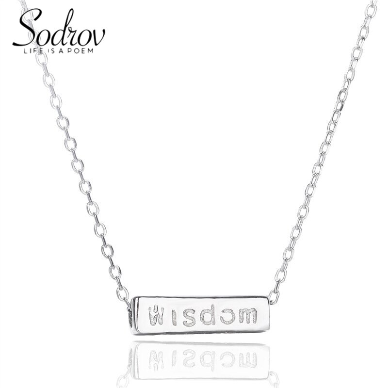 Sodrov 925 Sterling Silver Necklace Pendant For Women English Lettering Necklace High Quality Silver 925 Jewelry Pendant