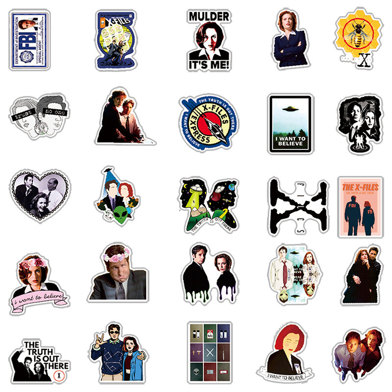 10/30/50Pcs/set The X-Files Cartoon Classic Comedy Series Mix Waterproof Stickers For Case Diy Skateboard Gift Luggage Laptop