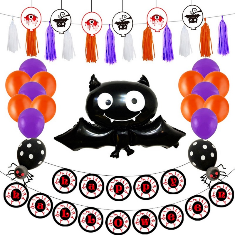 24 Teile/satz Halloween Dekoration Ballon Hause Dekoration Zubehör Für Wohnzimmer Liefert Dekoration Folien-ballone Großhandel