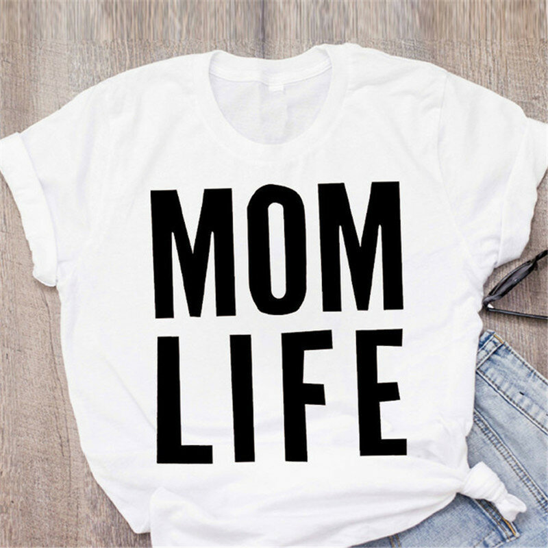 LUSLOS-camisetas de manga corta para mujer, ropa con estampado de letras de Boss Mama, estilo coreano, para madre