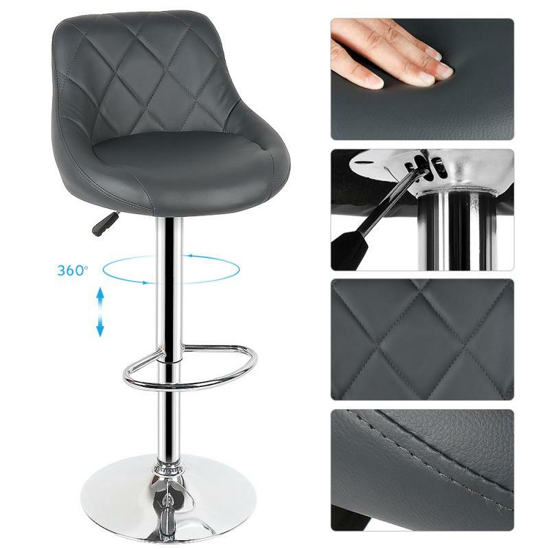 2 개/대 바 의자 레저 가죽 회전 바 의자 의자 높이 조절 공압 펍 의자 홈 주방 사무실 의자 HWC