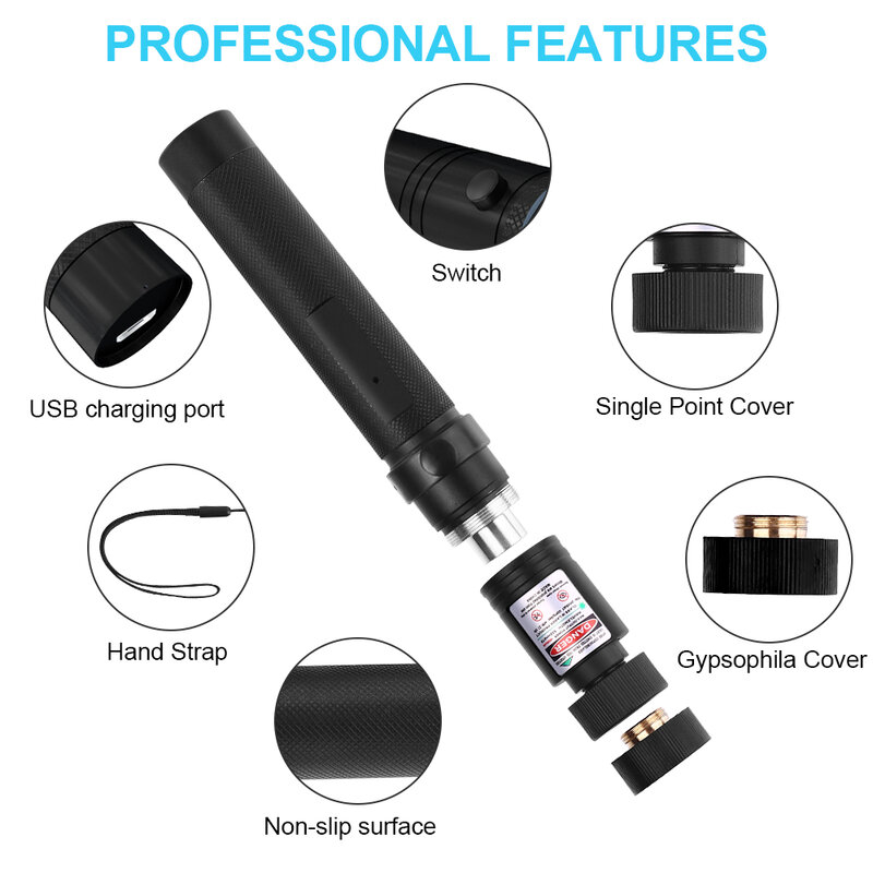 Tactische Laser Pointer High Power Usb Oplaadbare Pen Laser Zaklamp Groen/Rood/Paars 303 Sight Pointer Instelbare Focus