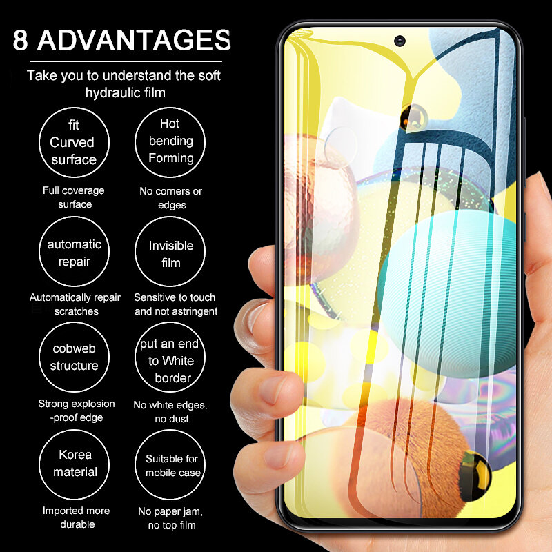 Screen Protector Voor Samsung A51 A50 A71 A70 Hydrogel Film Op A52 A72 A10 A21 A31 A80 M51 S6 S7 rand Screen Protector Volledige Cover