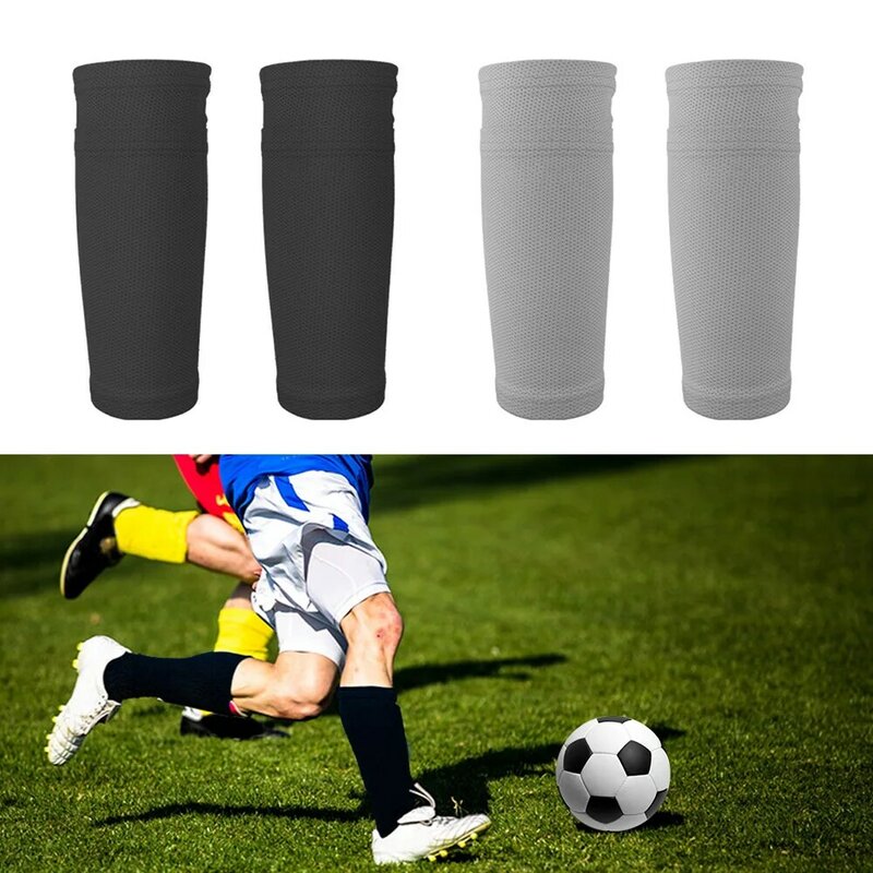 1 par de malha respirável esportes escudos crianças adolescentes adultos futebol náilon profissional com bolso shin guard meias legging