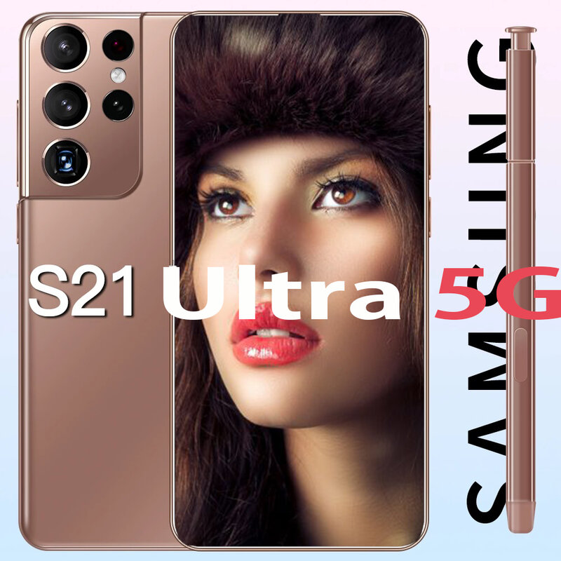 Samsun – téléphone portable S21 Ultra, écran de 6.7 pouces, Smartphone, Qualcomm 888, Android 11, batterie de 6800mAh, double SIM 32mp + 50mp, 16 go + 512 go, Version internationale