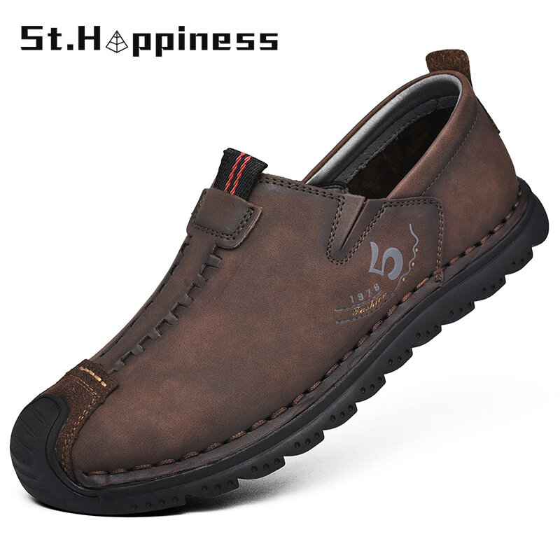 2022 Мужская обувь повседневная обувь из спилка мужские лоферы ручной работы на шнуровке Удобная прогулочная обувь мужские мокасины на плоск...