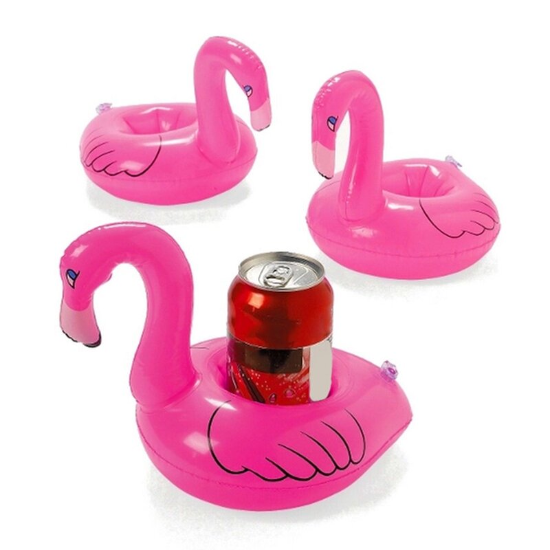 Pizies-Mini portavasos inflable de flamenco rosa, juguete flotante para piscina, suministros para fiesta de despedida de soltera, 1 pieza